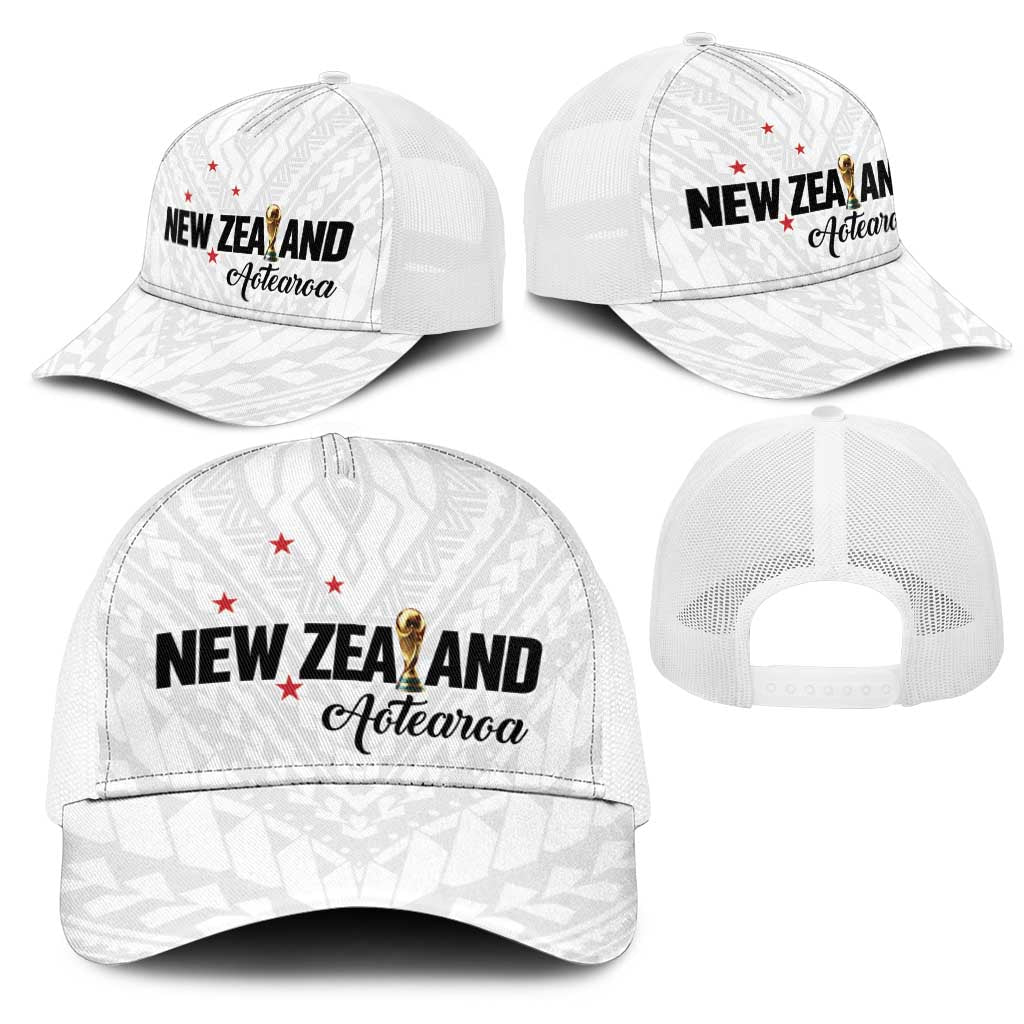 Football New Zealand Mesh Trucker Cap Aotearoa United White Version - Aussie Hoodie