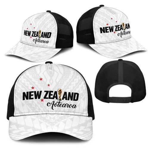 Football New Zealand Mesh Trucker Cap Aotearoa United White Version - Aussie Hoodie