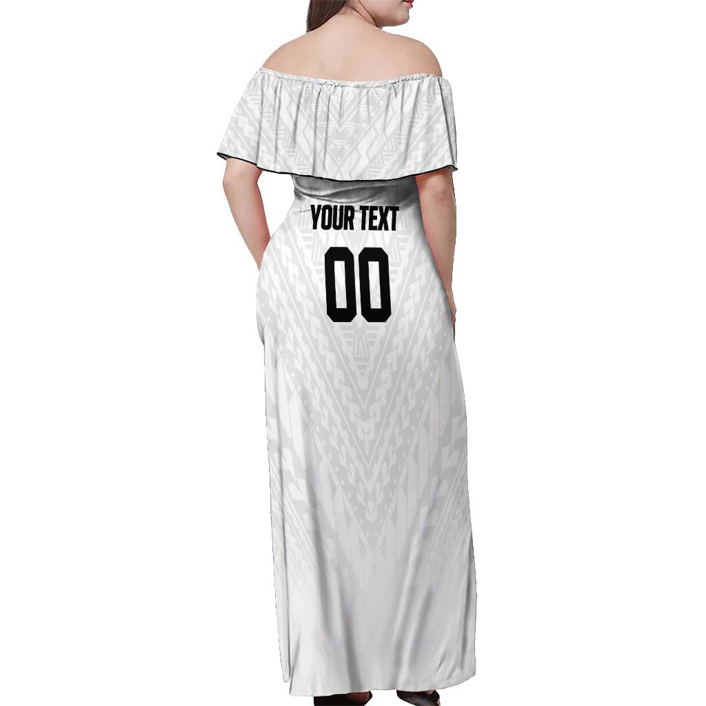 Custom Football New Zealand Off Shoulder Maxi Dress Aotearoa United White Version - Aussie Hoodie