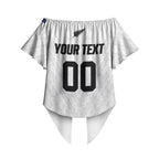 Custom Football New Zealand Off Shoulder Wrap Waist Top Aotearoa United White Version