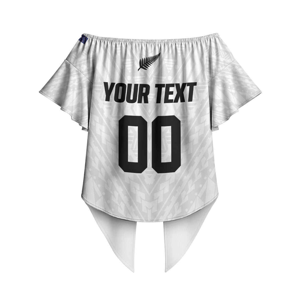 Custom Football New Zealand Off Shoulder Wrap Waist Top Aotearoa United White Version