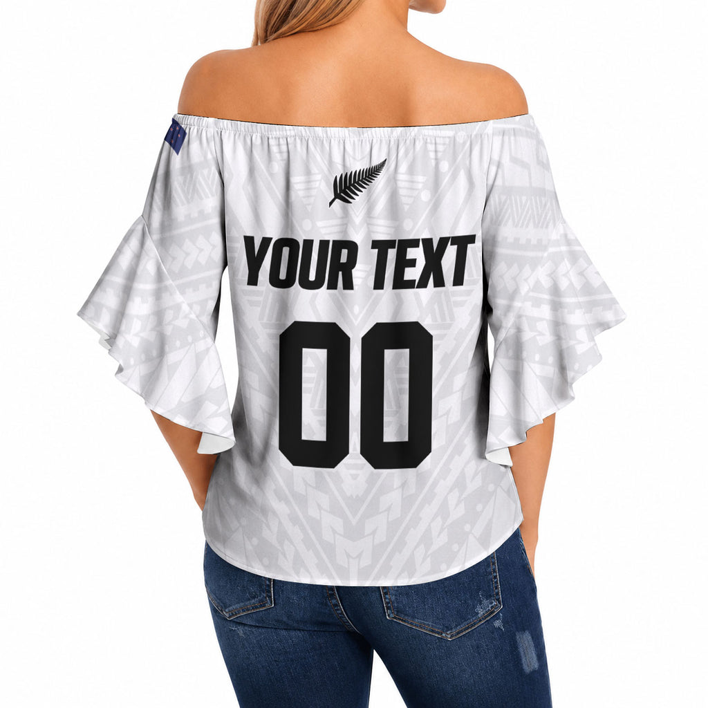 Custom Football New Zealand Off Shoulder Wrap Waist Top Aotearoa United White Version