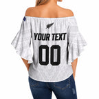 Custom Football New Zealand Off Shoulder Wrap Waist Top Aotearoa United White Version