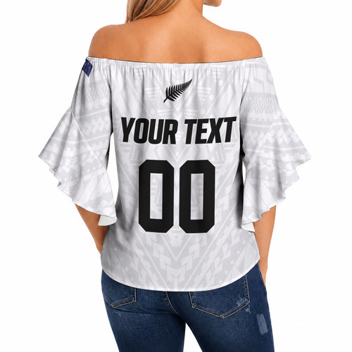 Custom Football New Zealand Off Shoulder Wrap Waist Top Aotearoa United White Version