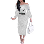 Custom Football New Zealand Off The Shoulder Long Sleeve Dress Aotearoa United White Version - Aussie Hoodie