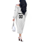 Custom Football New Zealand Off The Shoulder Long Sleeve Dress Aotearoa United White Version - Aussie Hoodie