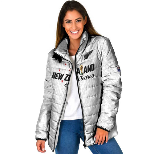 Custom Football New Zealand Padded Jacket Aotearoa United White Version - Aussie Hoodie