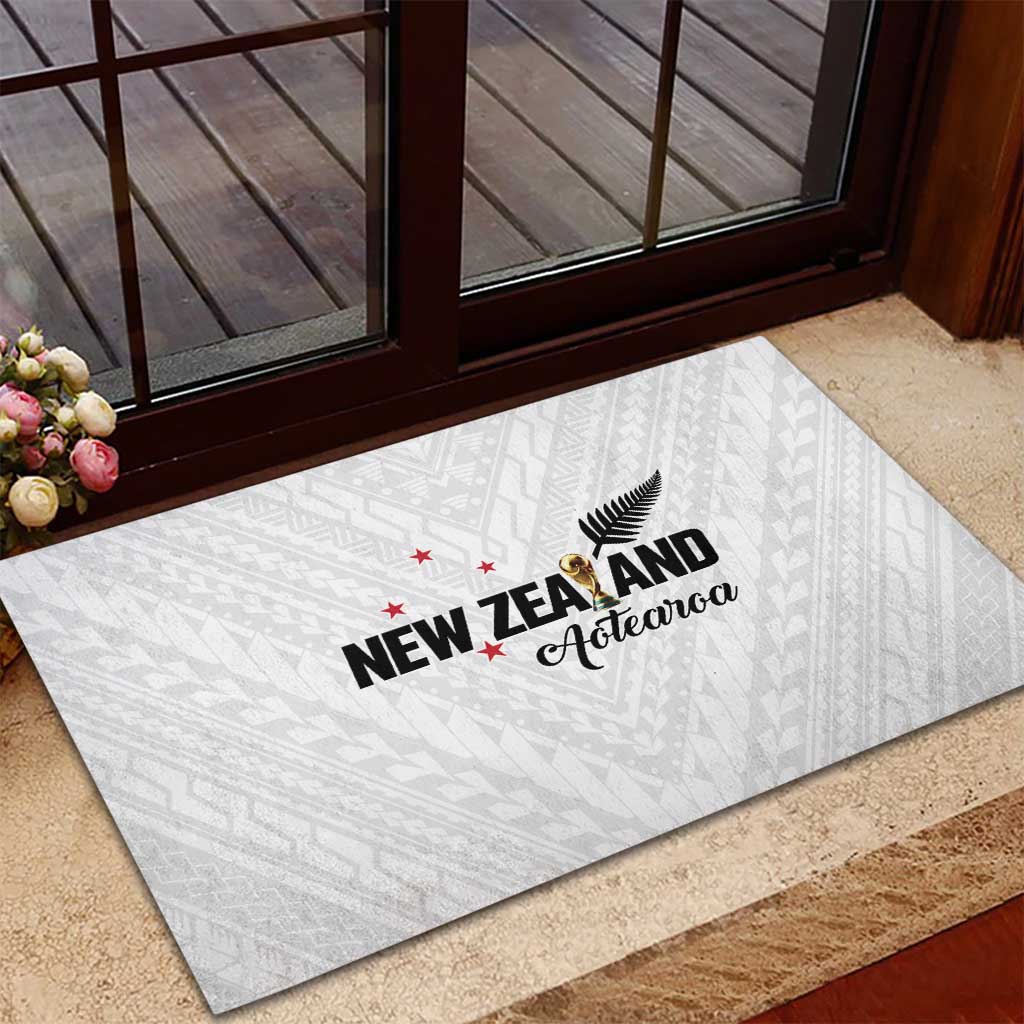 Football New Zealand Rubber Doormat Aotearoa United White Version - Aussie Hoodie