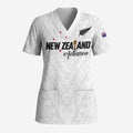 Custom Football New Zealand Scrub Top Aotearoa United White Version - Aussie Hoodie