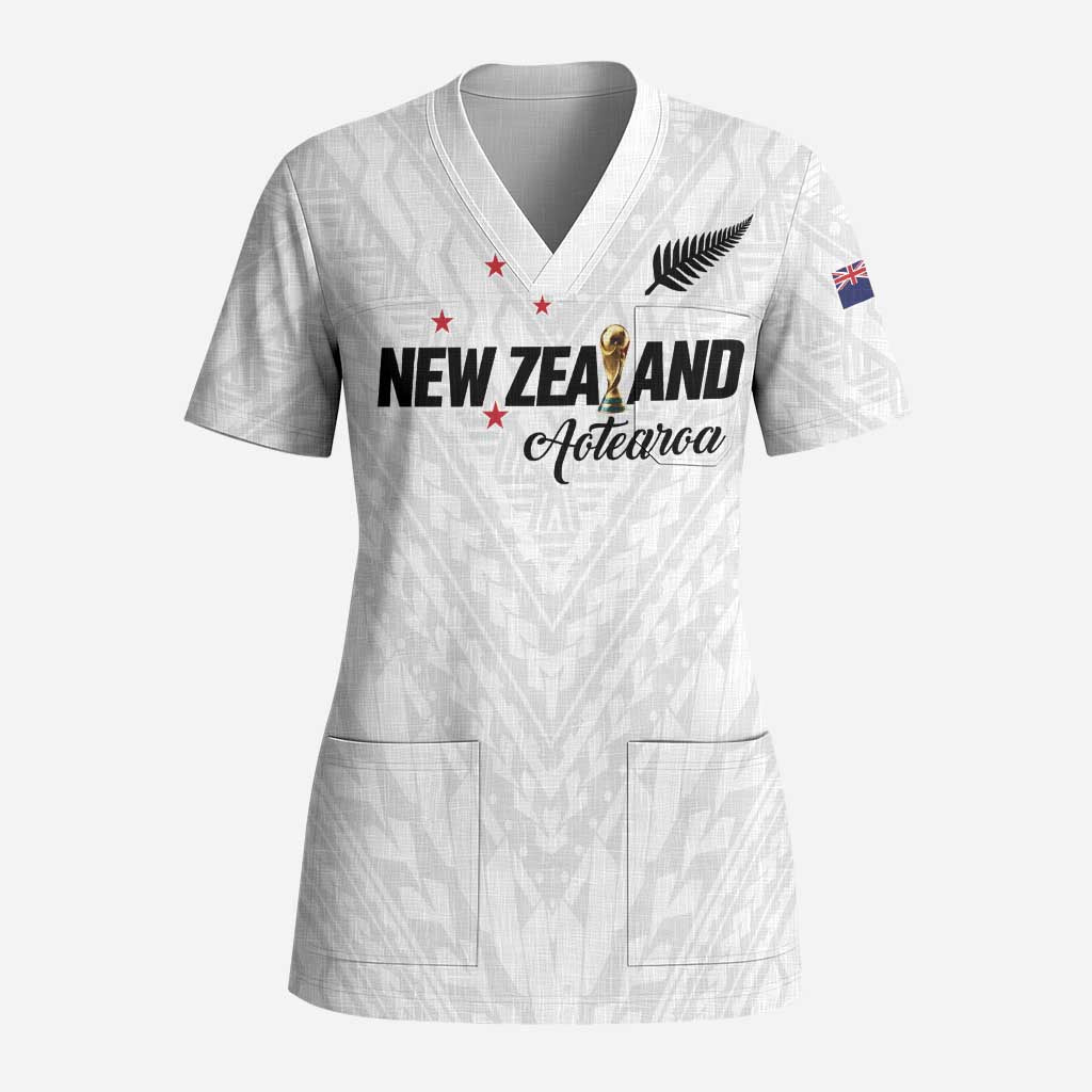Custom Football New Zealand Scrub Top Aotearoa United White Version - Aussie Hoodie