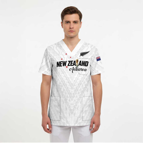 Custom Football New Zealand Scrub Top Aotearoa United White Version - Aussie Hoodie