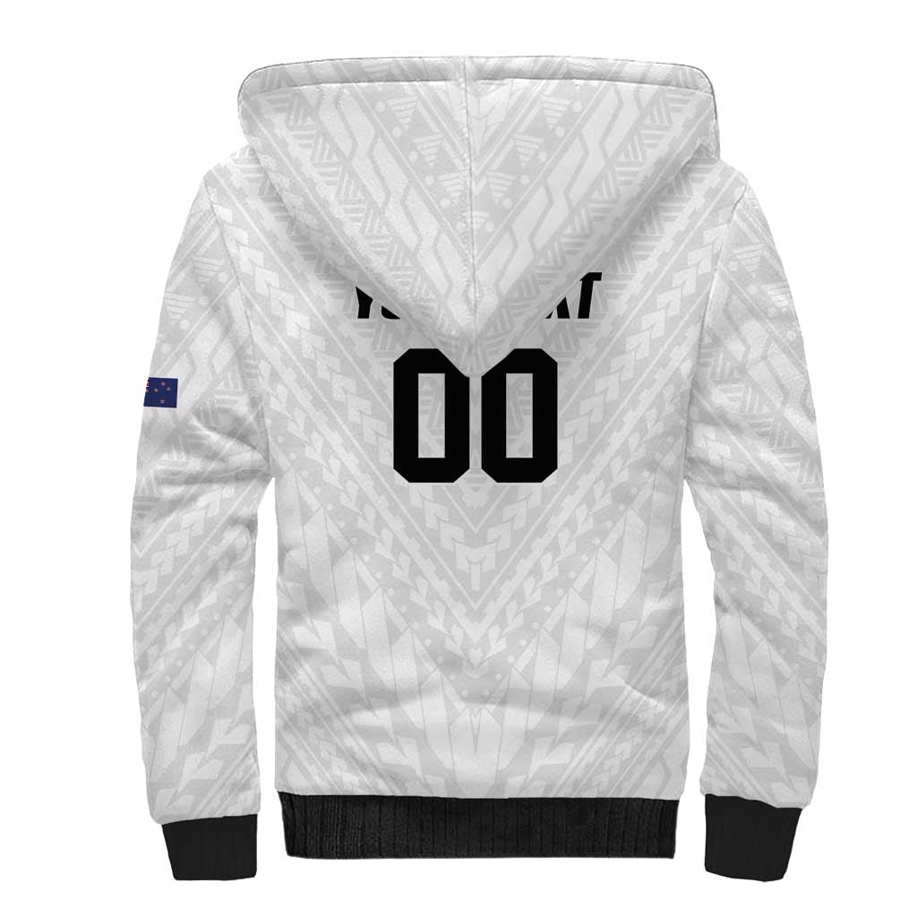 Custom Football New Zealand Sherpa Hoodie Aotearoa United White Version - Aussie Hoodie