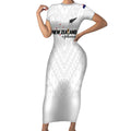 Custom Football New Zealand Short Sleeve Bodycon Dress Aotearoa United White Version - Aussie Hoodie