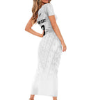 Custom Football New Zealand Short Sleeve Bodycon Dress Aotearoa United White Version - Aussie Hoodie