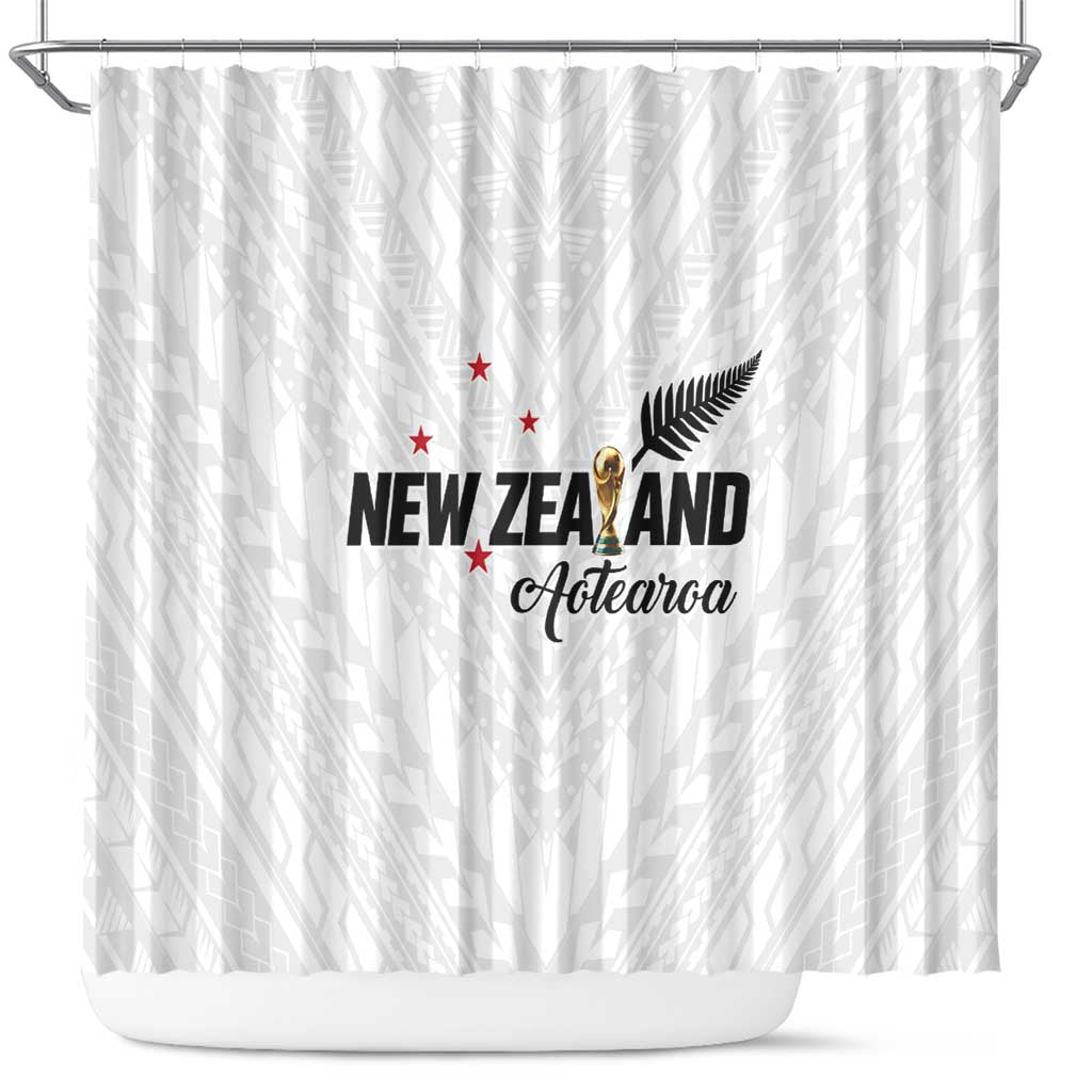 Football New Zealand Shower Curtain Aotearoa United White Version - Aussie Hoodie