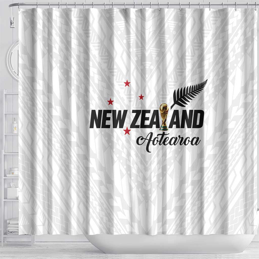 Football New Zealand Shower Curtain Aotearoa United White Version - Aussie Hoodie