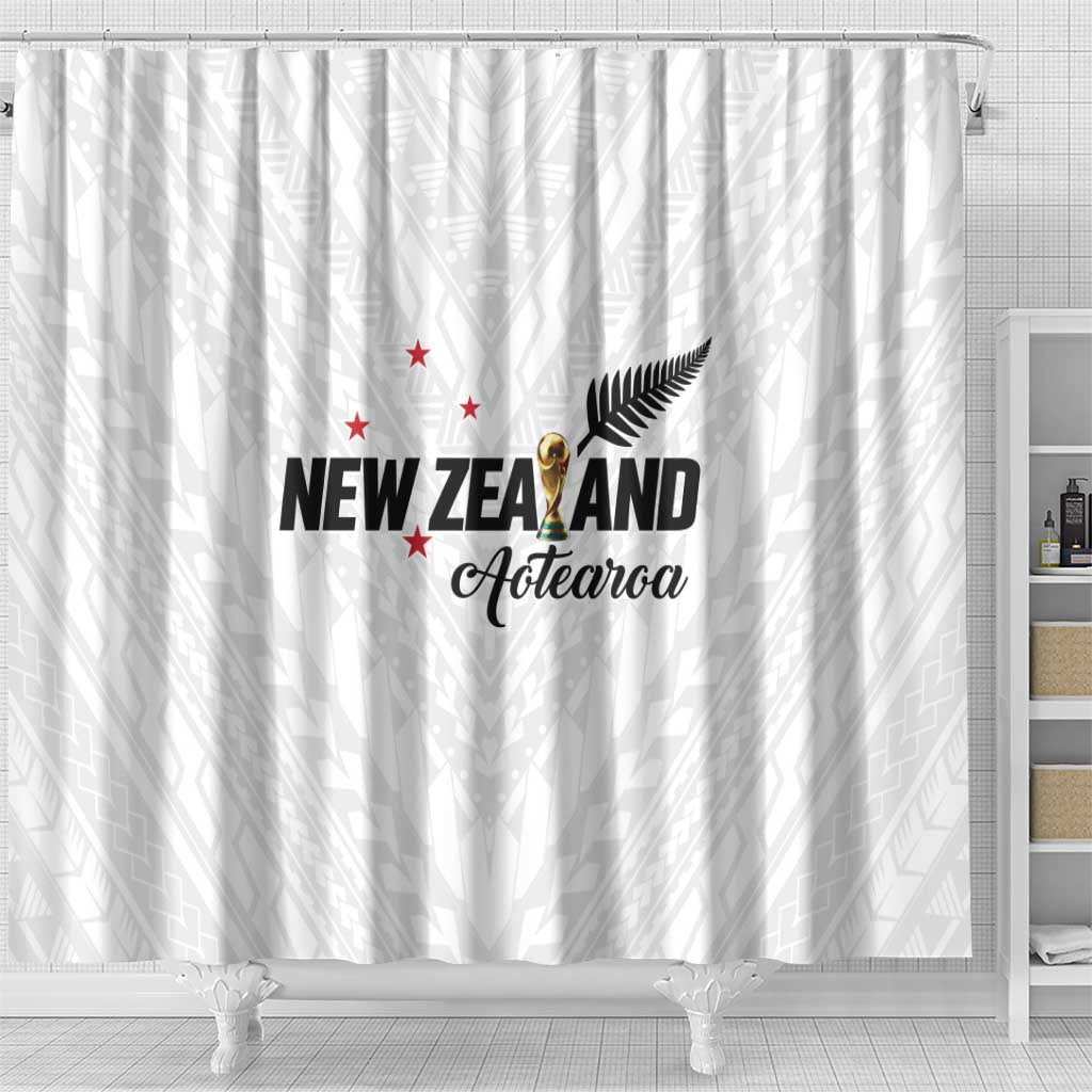Football New Zealand Shower Curtain Aotearoa United White Version - Aussie Hoodie