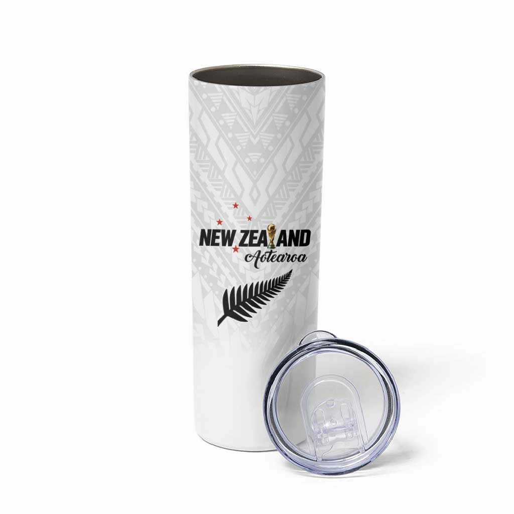 Custom Football New Zealand Skinny Tumbler Aotearoa United White Version - Aussie Hoodie