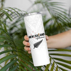 Custom Football New Zealand Skinny Tumbler Aotearoa United White Version - Aussie Hoodie