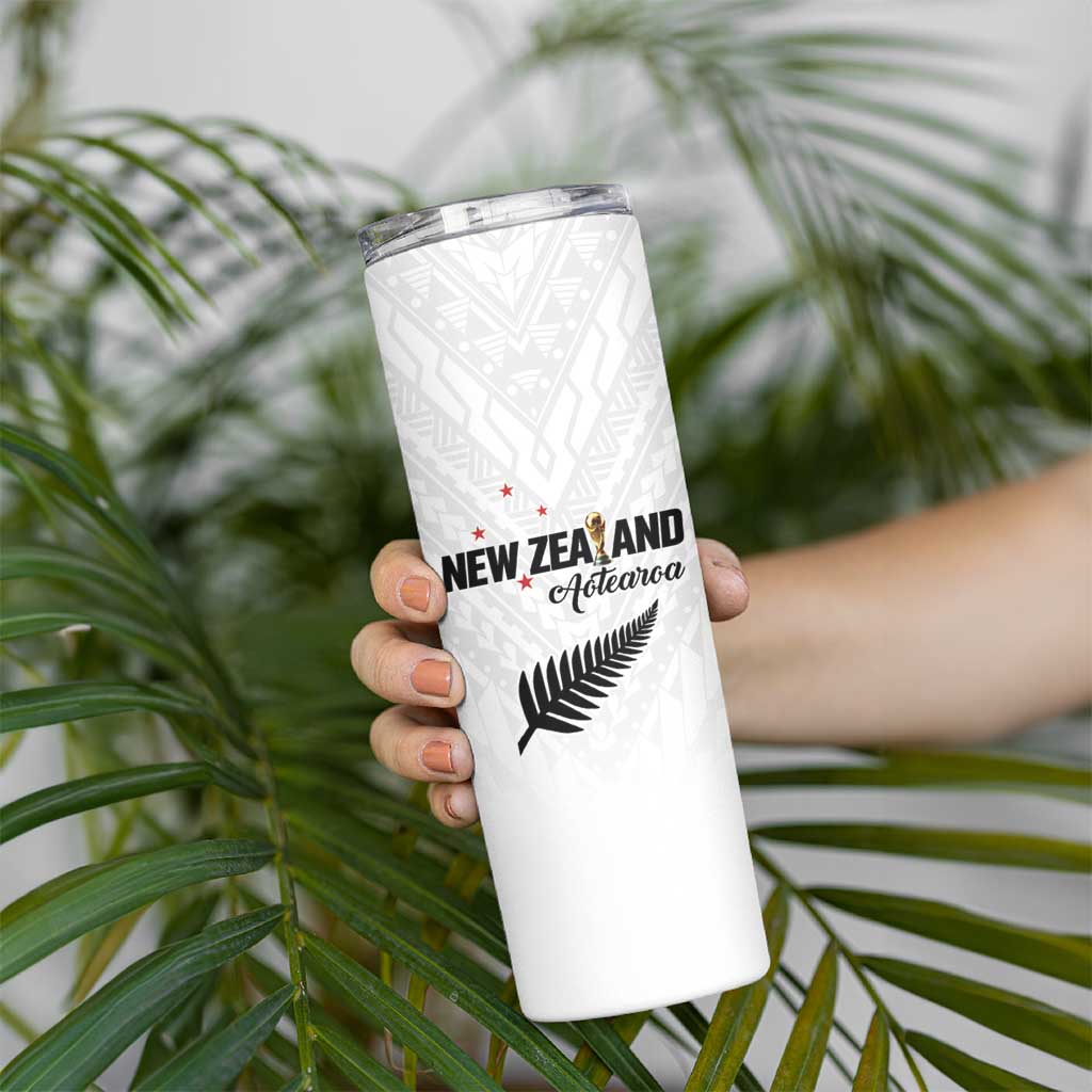 Custom Football New Zealand Skinny Tumbler Aotearoa United White Version - Aussie Hoodie