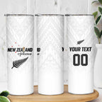 Custom Football New Zealand Skinny Tumbler Aotearoa United White Version - Aussie Hoodie