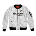 Custom Football New Zealand Sleeve Zip Bomber Jacket Aotearoa United White Version - Aussie Hoodie