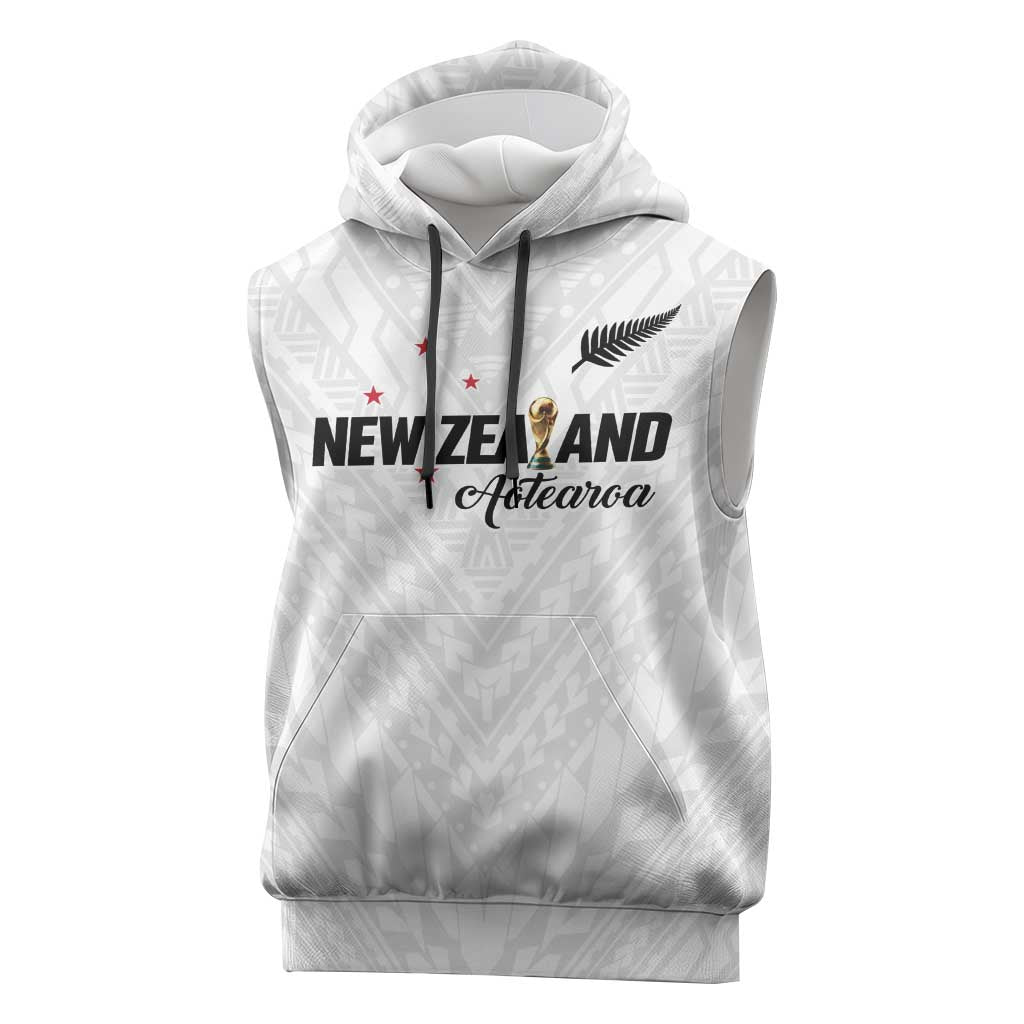 Custom Football New Zealand Sleeveless Hoodie Aotearoa United White Version - Aussie Hoodie