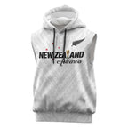 Custom Football New Zealand Sleeveless Hoodie Aotearoa United White Version - Aussie Hoodie