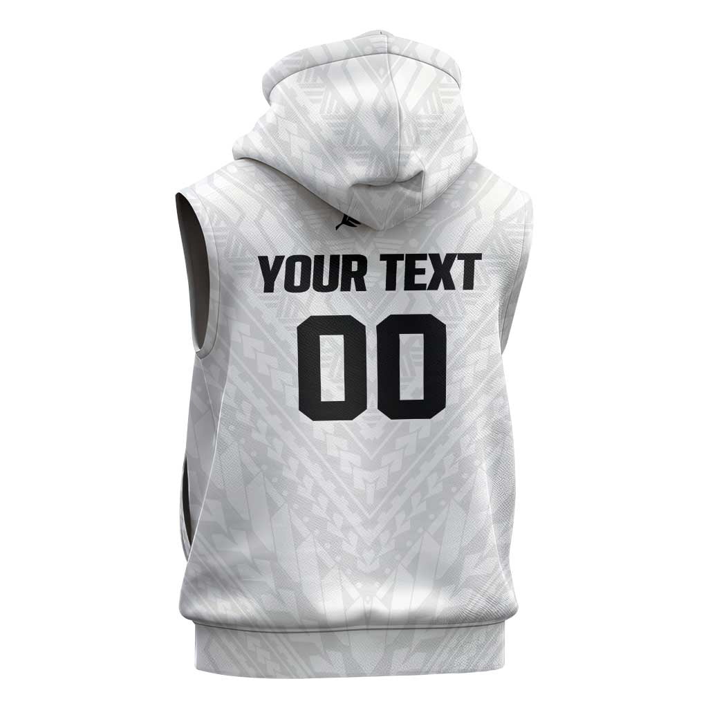 Custom Football New Zealand Sleeveless Hoodie Aotearoa United White Version - Aussie Hoodie