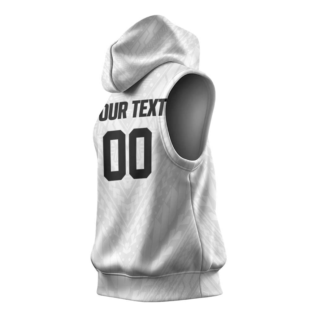Custom Football New Zealand Sleeveless Hoodie Aotearoa United White Version - Aussie Hoodie