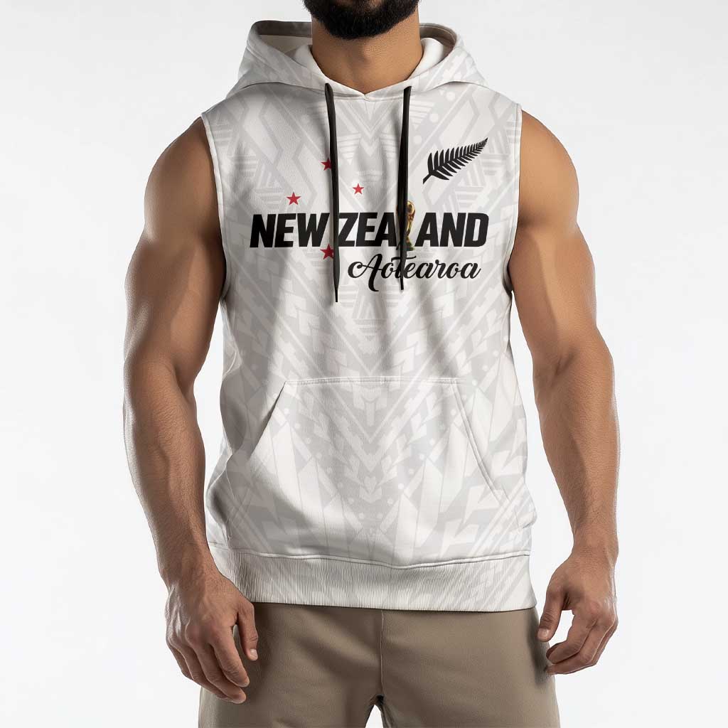 Custom Football New Zealand Sleeveless Hoodie Aotearoa United White Version - Aussie Hoodie