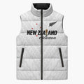 Custom Football New Zealand Sleeveless Puffer Jacket Aotearoa United White Version - Aussie Hoodie