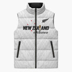 Custom Football New Zealand Sleeveless Puffer Jacket Aotearoa United White Version - Aussie Hoodie
