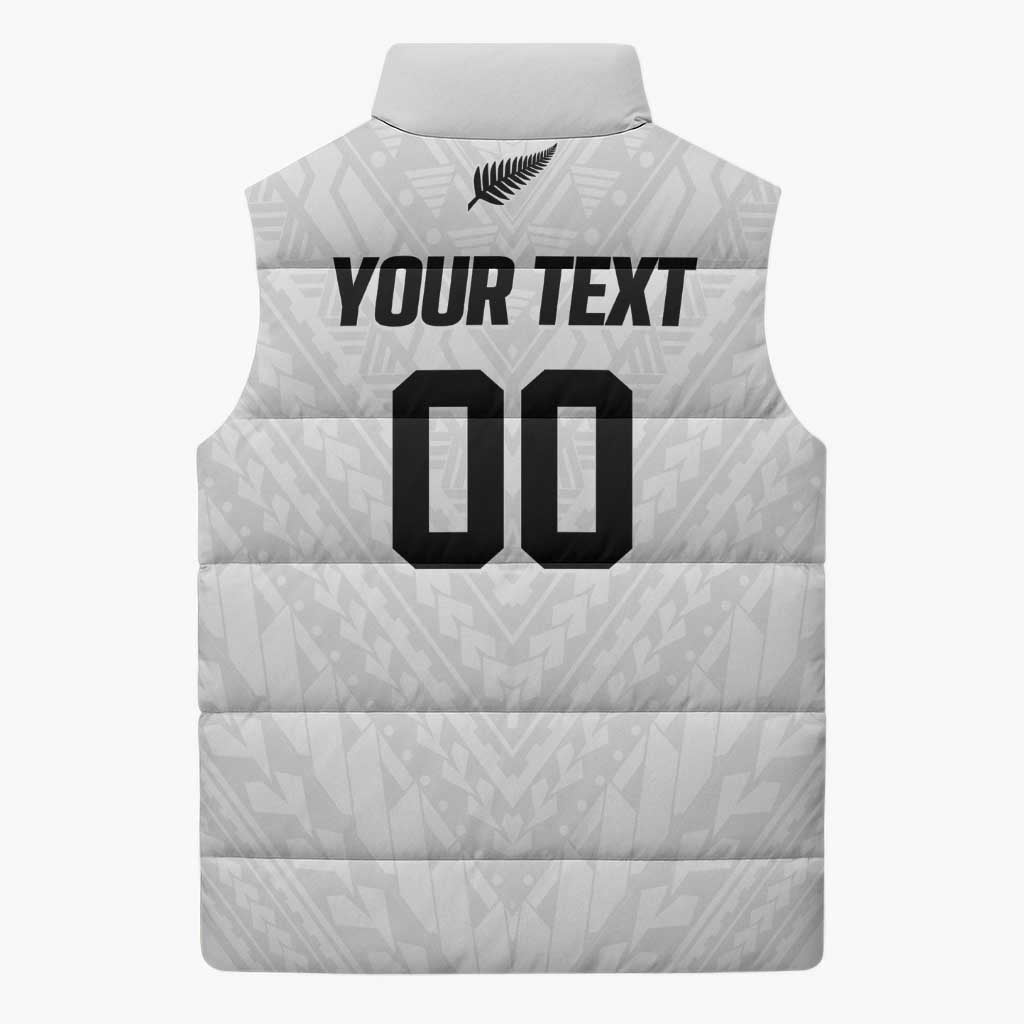 Custom Football New Zealand Sleeveless Puffer Jacket Aotearoa United White Version - Aussie Hoodie