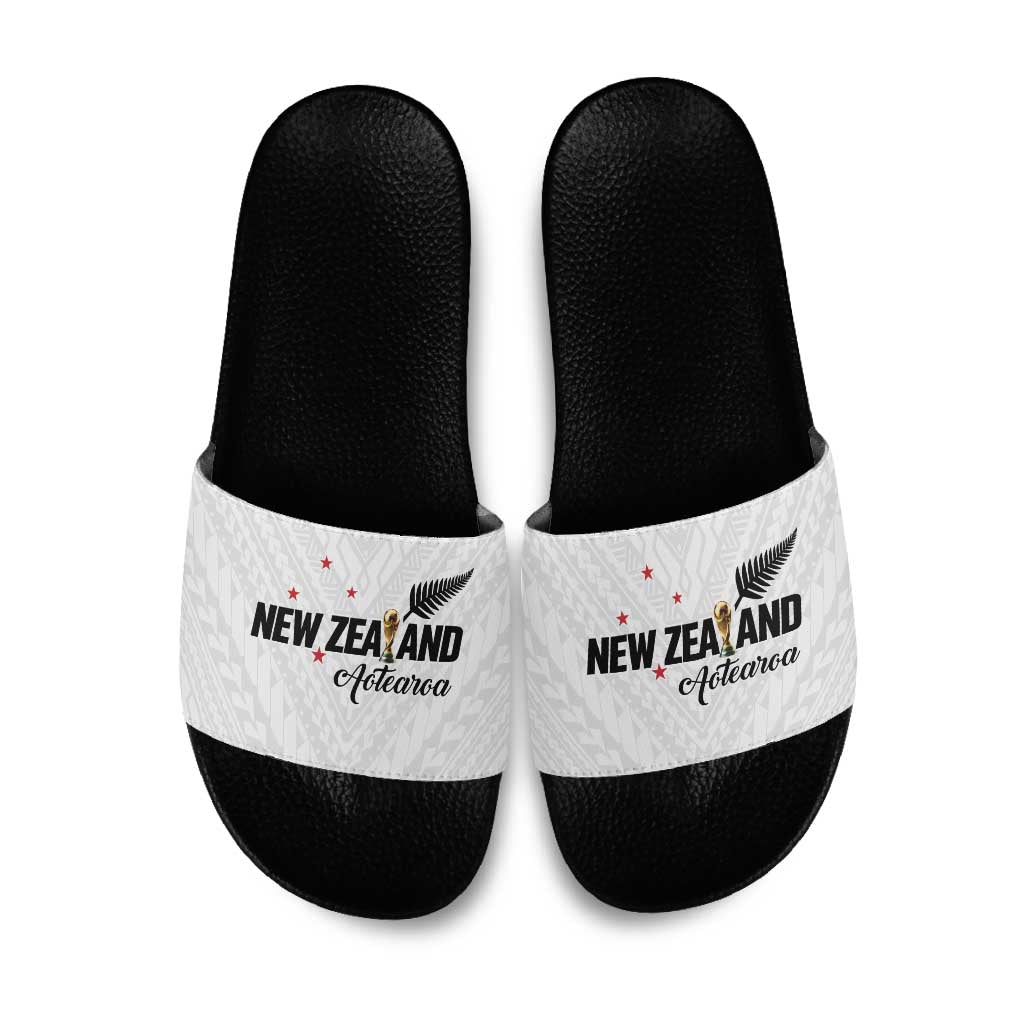 Football New Zealand Slide Sandals Aotearoa United White Version - Aussie Hoodie