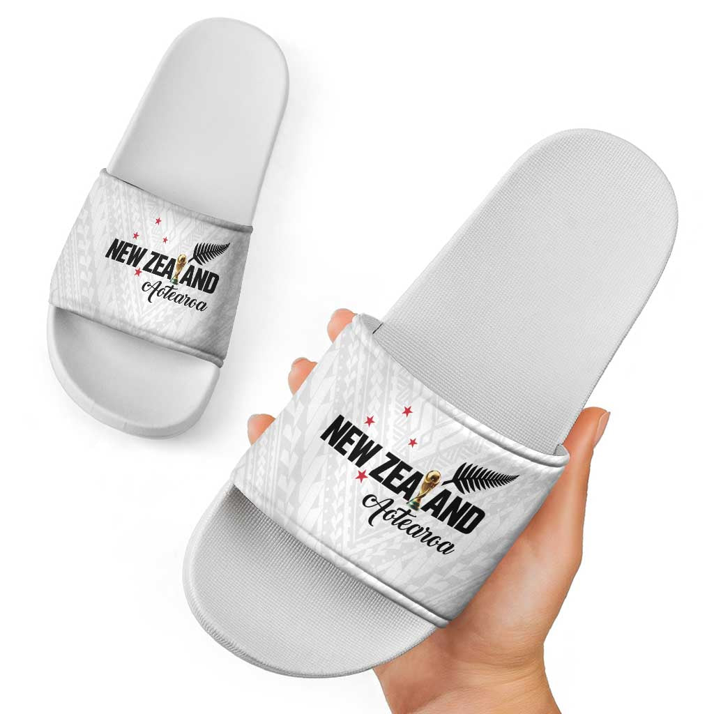 Football New Zealand Slide Sandals Aotearoa United White Version - Aussie Hoodie