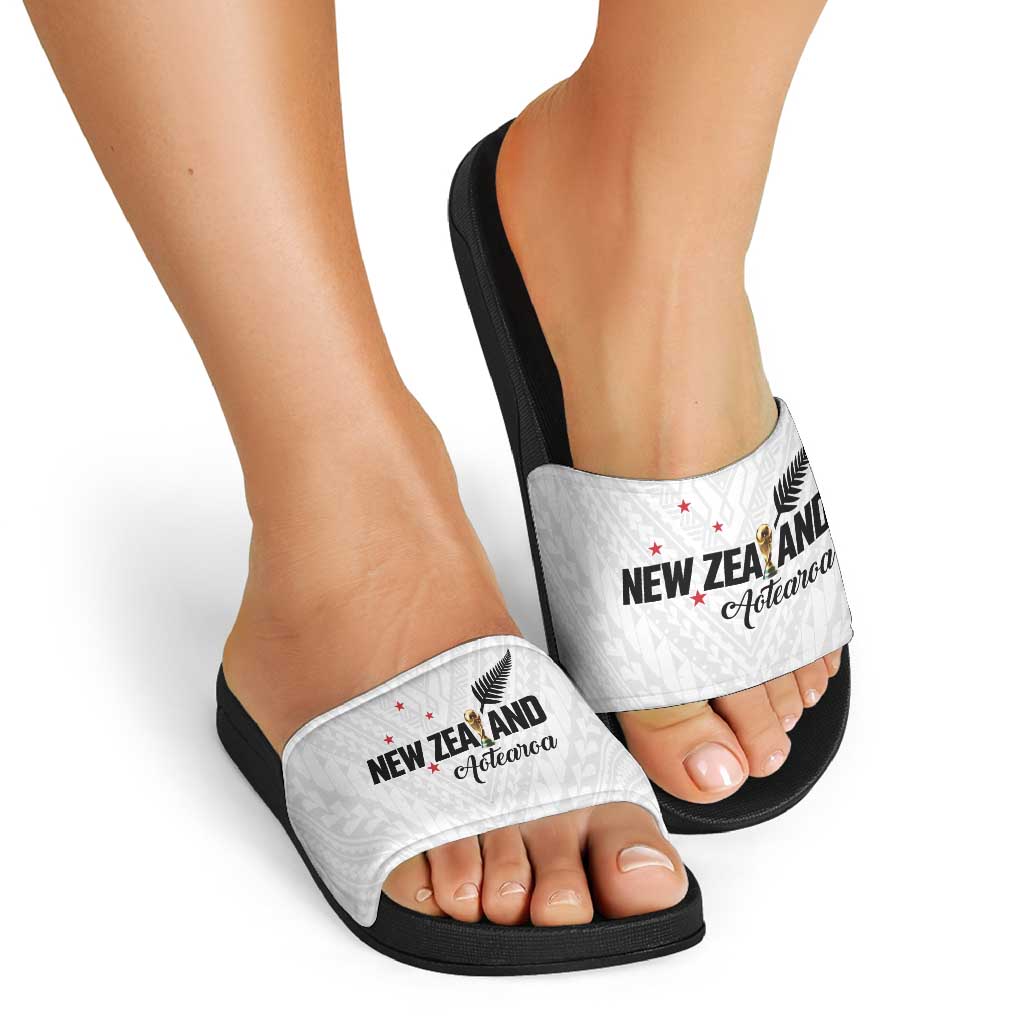 Football New Zealand Slide Sandals Aotearoa United White Version - Aussie Hoodie