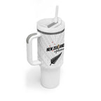 Custom Football New Zealand Tumbler With Handle Aotearoa United White Version - Aussie Hoodie