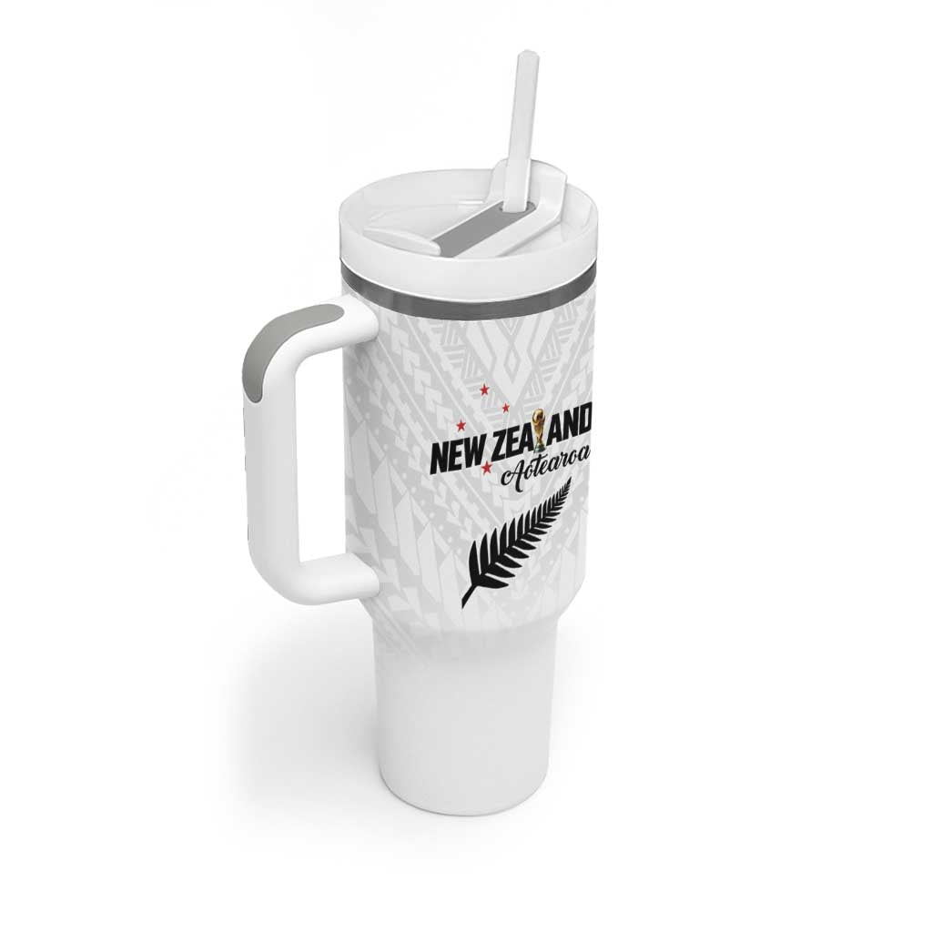 Custom Football New Zealand Tumbler With Handle Aotearoa United White Version - Aussie Hoodie