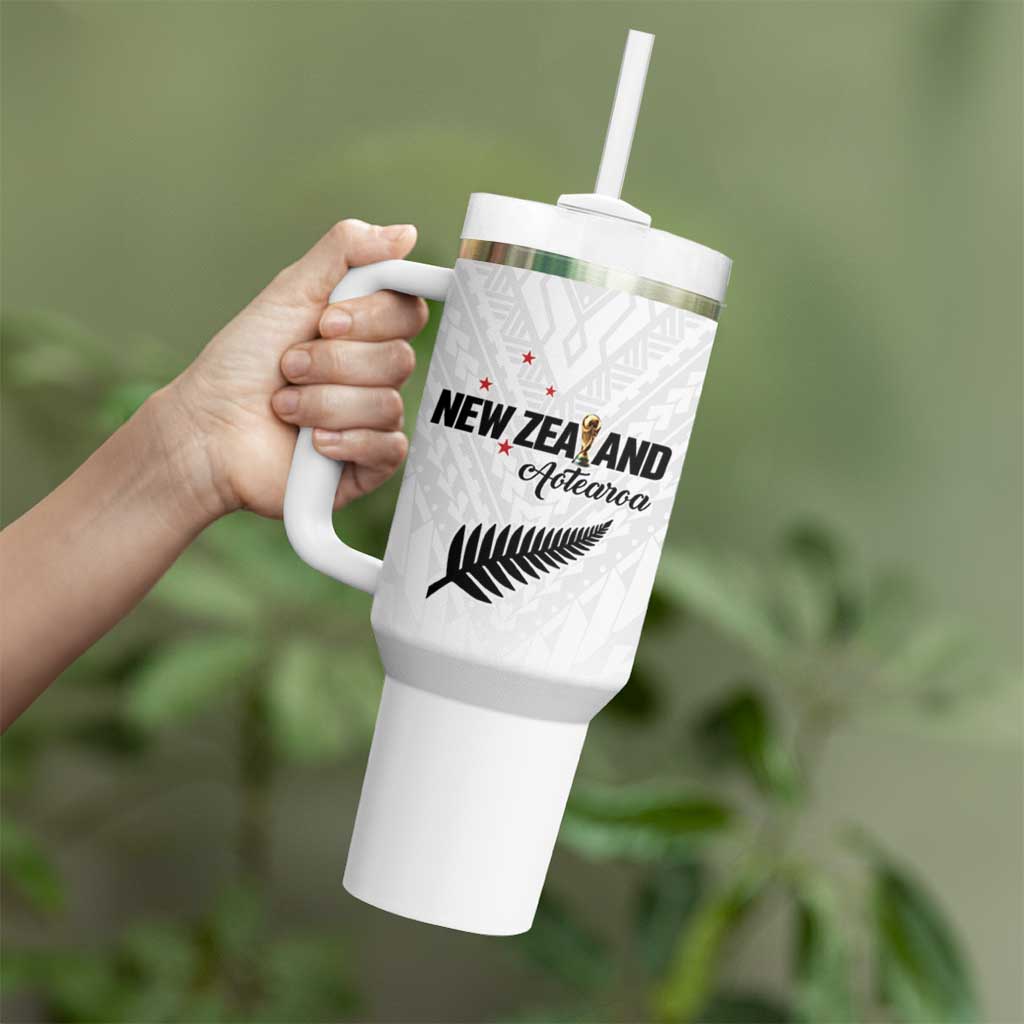 Custom Football New Zealand Tumbler With Handle Aotearoa United White Version - Aussie Hoodie
