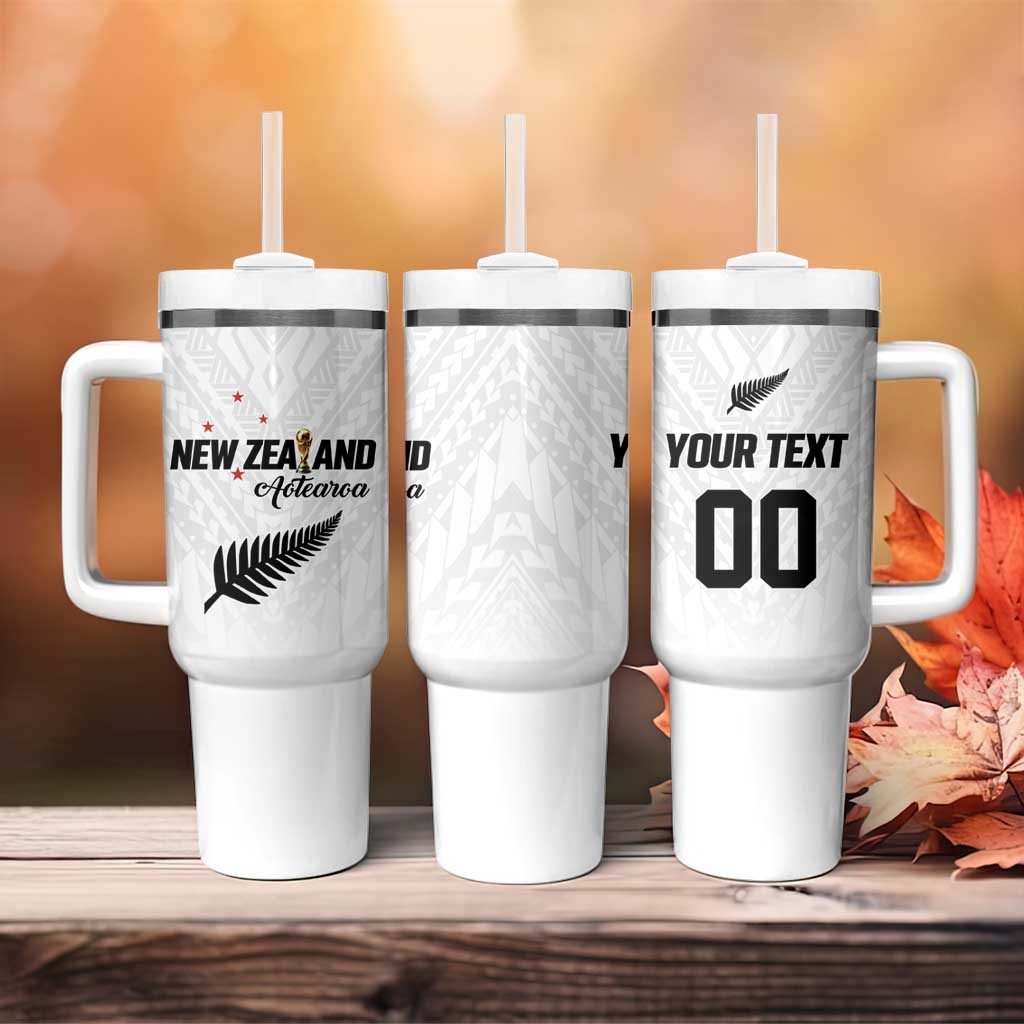 Custom Football New Zealand Tumbler With Handle Aotearoa United White Version - Aussie Hoodie