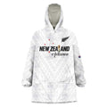 Custom Football New Zealand Wearable Blanket Hoodie Aotearoa United White Version - Aussie Hoodie