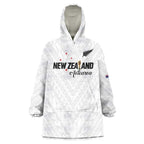Custom Football New Zealand Wearable Blanket Hoodie Aotearoa United White Version - Aussie Hoodie