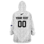 Custom Football New Zealand Wearable Blanket Hoodie Aotearoa United White Version - Aussie Hoodie