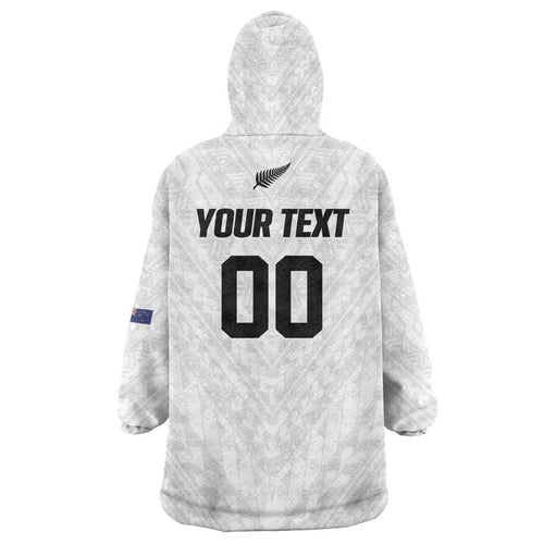 Custom Football New Zealand Wearable Blanket Hoodie Aotearoa United White Version - Aussie Hoodie