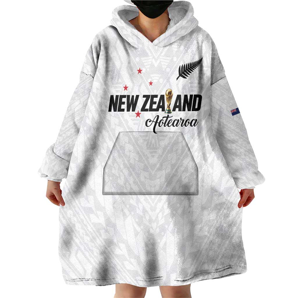 Custom Football New Zealand Wearable Blanket Hoodie Aotearoa United White Version - Aussie Hoodie