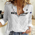 Custom Football New Zealand Women Casual Shirt Aotearoa United White Version - Aussie Hoodie