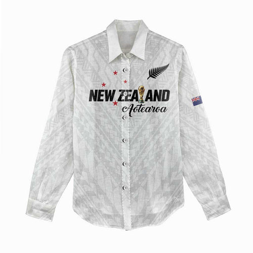Custom Football New Zealand Women Casual Shirt Aotearoa United White Version - Aussie Hoodie