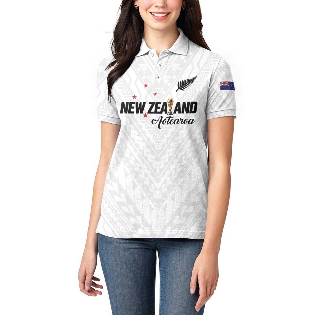 Custom Football New Zealand Women Polo Shirt Aotearoa United White Version - Aussie Hoodie