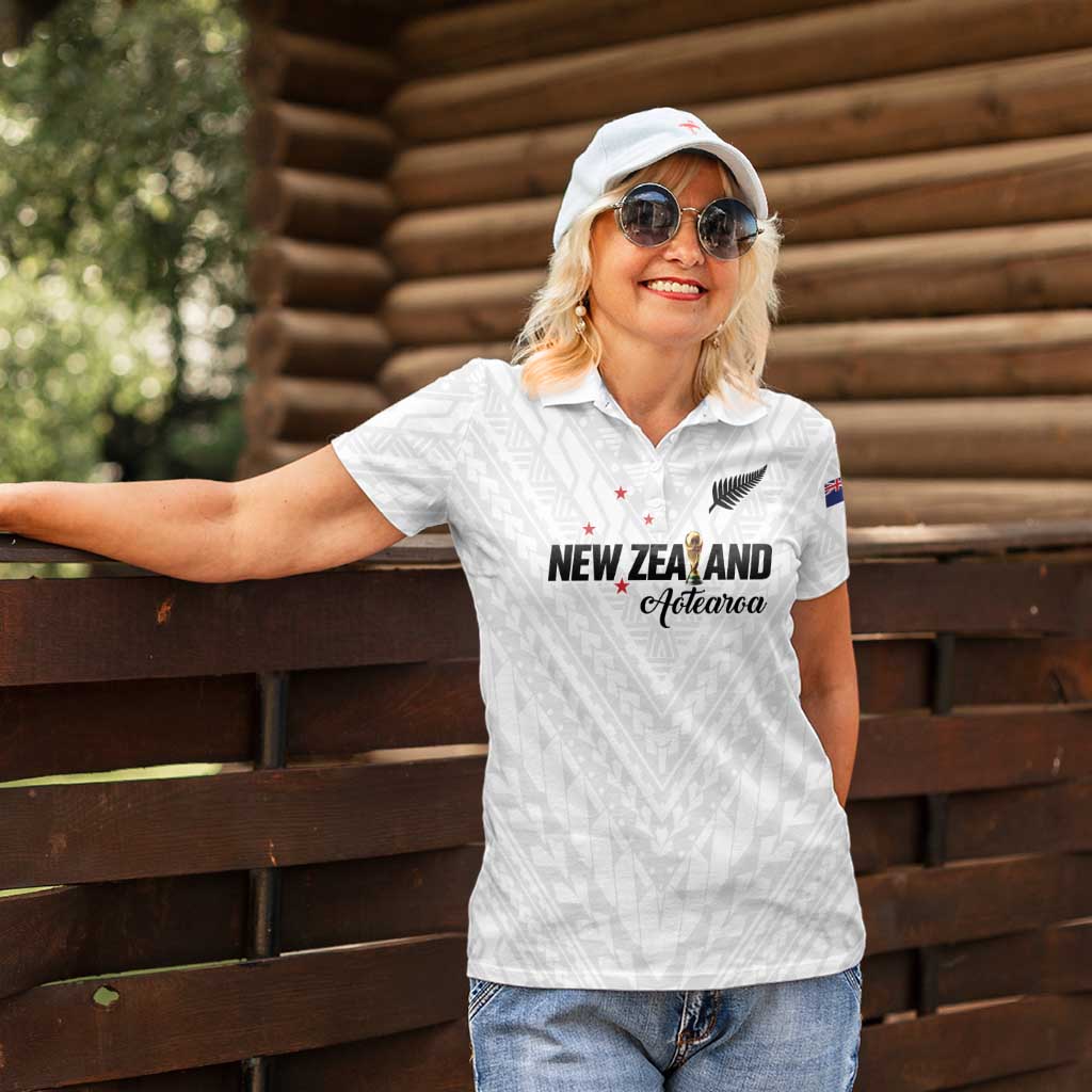 Custom Football New Zealand Women Polo Shirt Aotearoa United White Version - Aussie Hoodie
